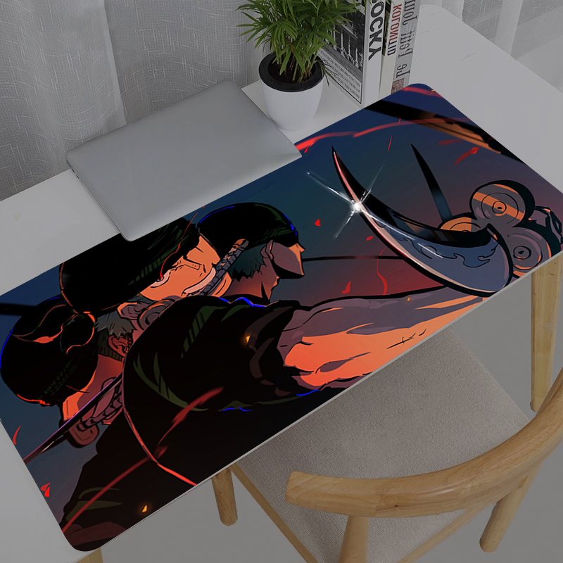 Gaming Accessories Laptop - แผ่นรองเมาส์ขนาดใหญ่สำนักงานวันพีช โรโรโนอา โซโลแผ่นรองโต๊ะคอมพิวเตอร์โต๊ะคีย์บอร์ดแล็ปท็อปอุปกรณ์เสริมพรมแผ่นรองเมาส์สำหรับเล่นเกม