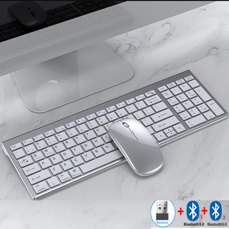 Gaming Accessories Combo - Jomaa Slim ชุดคีย์บอร์ดและเมาส์ Bluetooth แบบชาร์จไฟได้สําหรับคอมพิวเตอร์แล็ปท็อป 2.4G