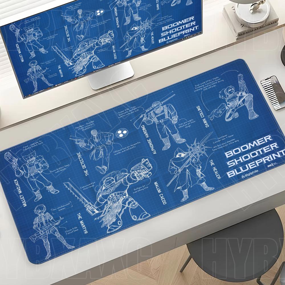 Gaming Accessories Drawing - แผ่นรองเมาส์สีดำขนาดใหญ่ ลายวิศวกรรม/แบบกลไก HD XXL สไตล์มินิมอล แผ่นรองเมาส์ยาง