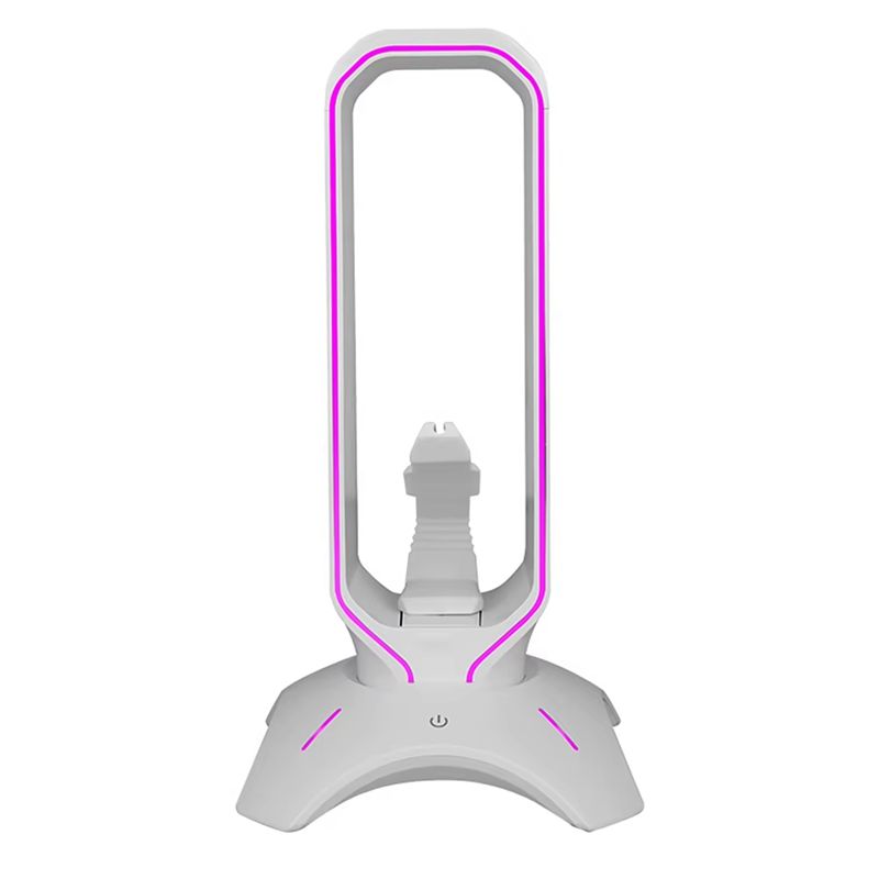 Headset Stand Rgb - ขาตั้งหูฟังเกมมิ่ง B27B RGB สำหรับหูฟังแบบครอบหู พร้อมที่วางสายเมาส์และชั้นวางสำหรับตั้งโต๊ะ สีขาว