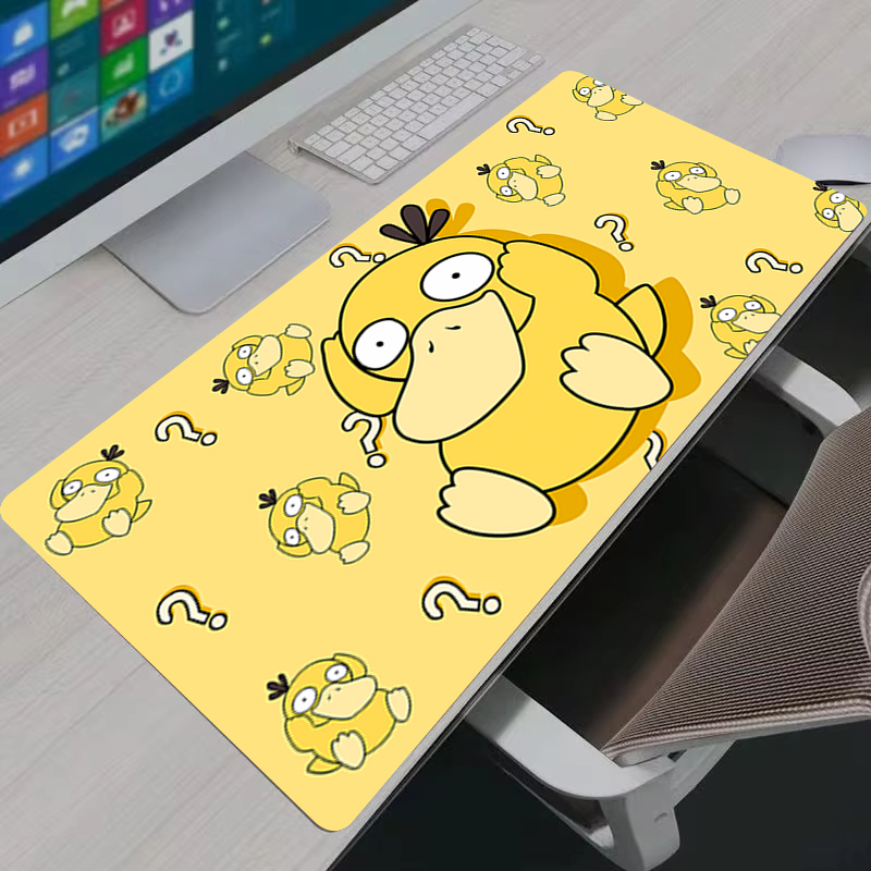 Gaming Accessories Laptop - แผ่นรองเมาส์อะนิเมะ P-Pokemon Psyduck XXL แผ่นรองเมาส์สำหรับเล่นเกมขนาดใหญ่แผ่นรองโต๊ะยางกันลื่นแล็ปท็อปพีซีอุปกรณ์เสริมแผ่นรองคีย์บอร์ดเกมเมอร์