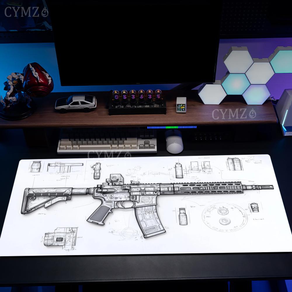 แผ่นรองเมาส์ขนาดใหญ่ลายปืนไรเฟ - Gaming Accessories Drawing บทวิจารณ์และราคา