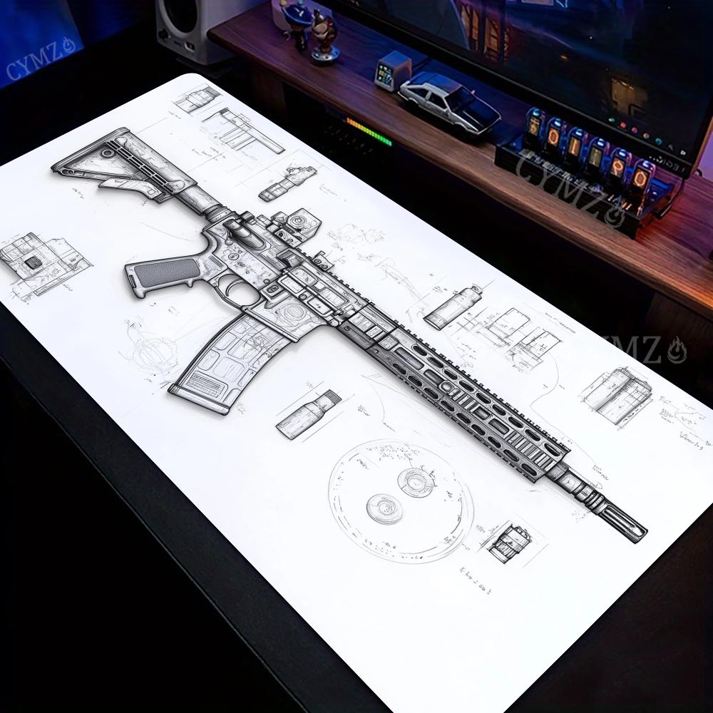 แผ่นรองเมาส์ขนาดใหญ่ลายปืนไรเฟ - Gaming Accessories Drawing บทวิจารณ์และราคา