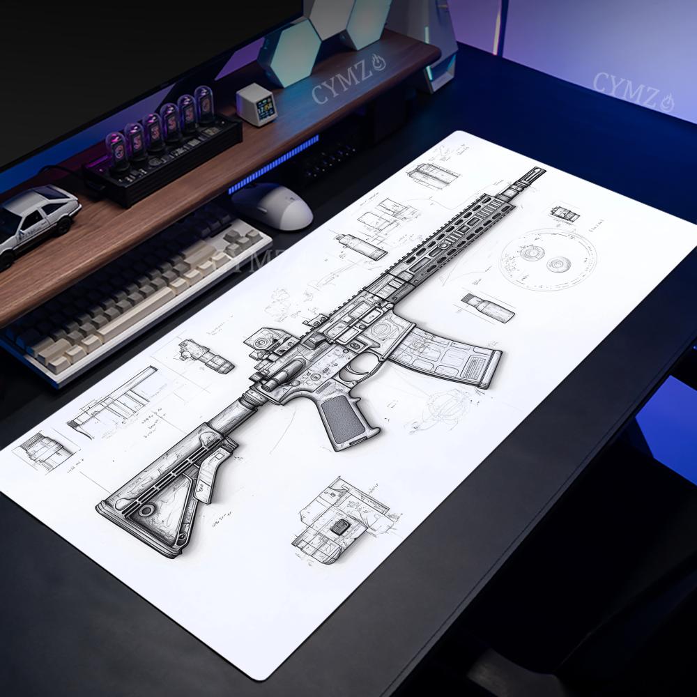 แผ่นรองเมาส์ขนาดใหญ่ลายปืนไรเฟ - Gaming Accessories Drawing บทวิจารณ์และราคา