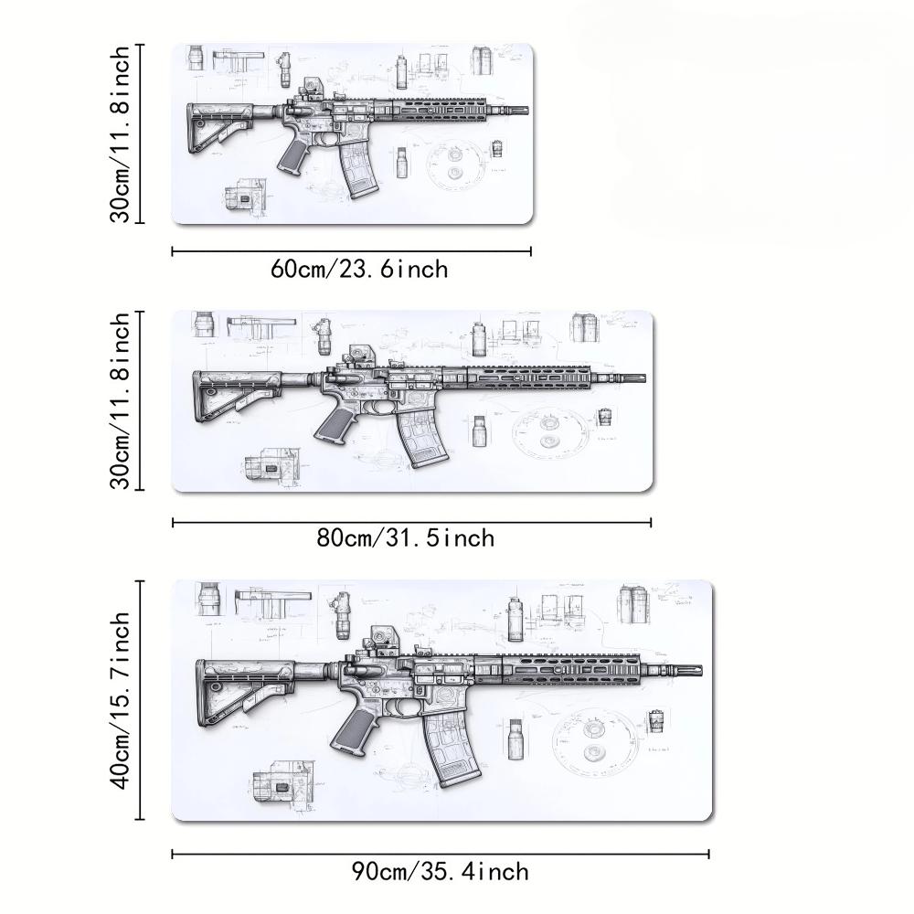 แผ่นรองเมาส์ขนาดใหญ่ลายปืนไรเฟ - Gaming Accessories Drawing บทวิจารณ์และราคา