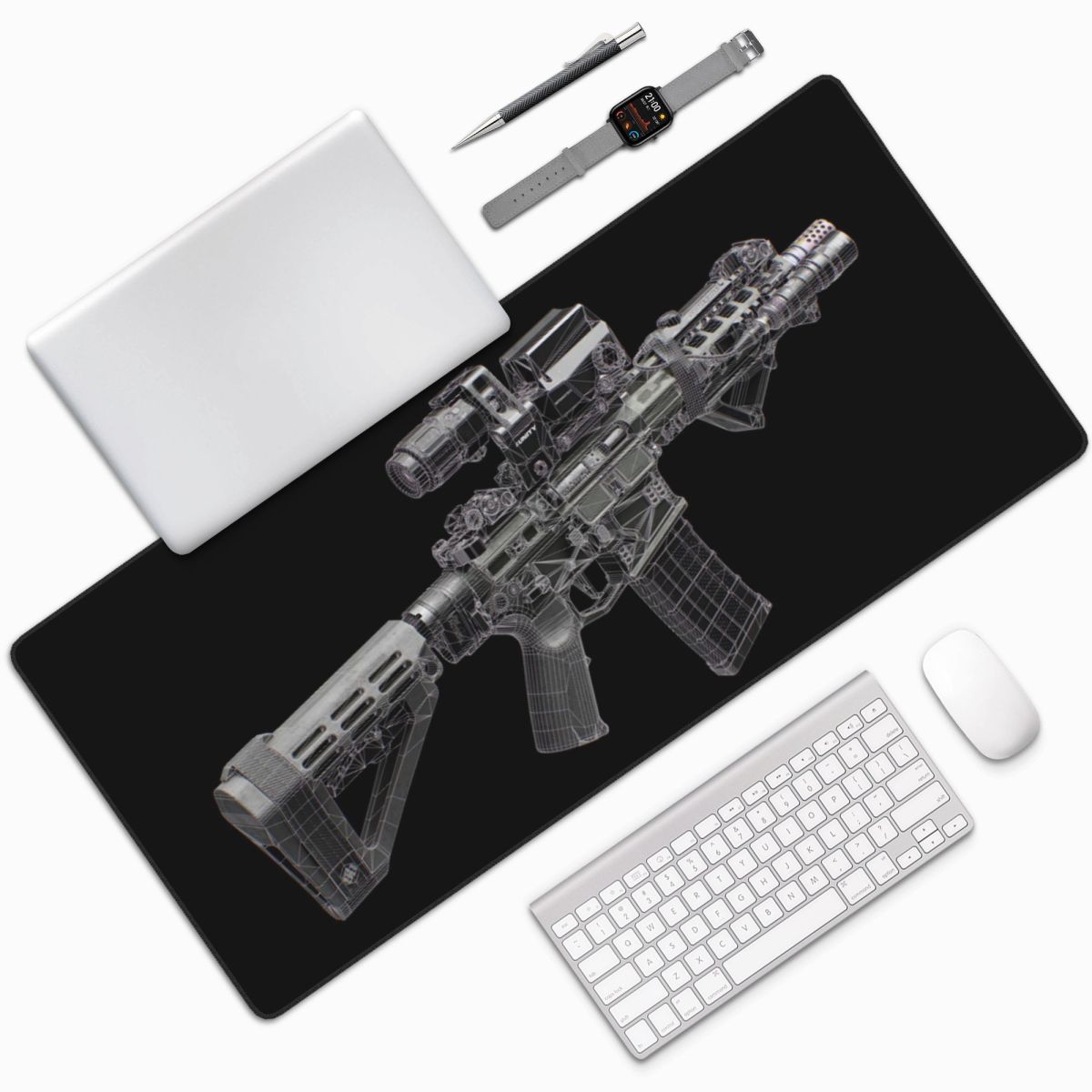 แผ่นรองเมาส์ขนาดใหญ่ ลายปืน ดี - Gaming Accessories Drawing บทวิจารณ์และราคา
