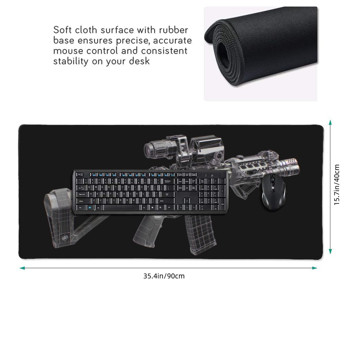 แผ่นรองเมาส์ขนาดใหญ่ ลายปืน ดี - Gaming Accessories Drawing บทวิจารณ์และราคา