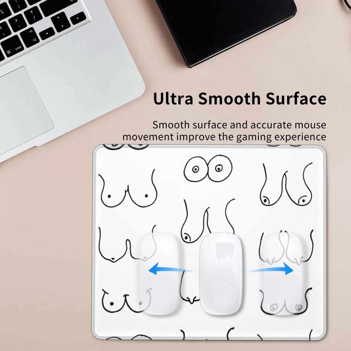 แผ่นรองเมาส์ลายหน้าอกสีดำขาว ส - Gaming Accessories Drawing บทวิจารณ์และราคา