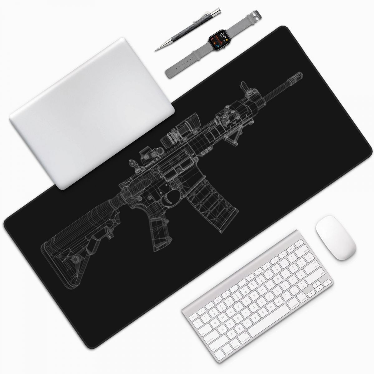 แผ่นรองเมาส์ขนาดใหญ่ ลายปืน ดี - Gaming Accessories Drawing บทวิจารณ์และราคา