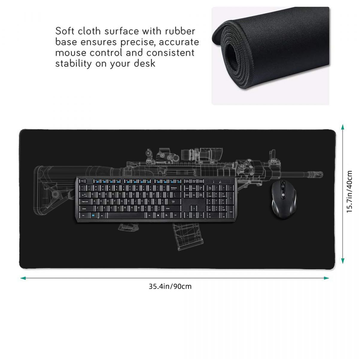 แผ่นรองเมาส์ขนาดใหญ่ ลายปืน ดี - Gaming Accessories Drawing บทวิจารณ์และราคา