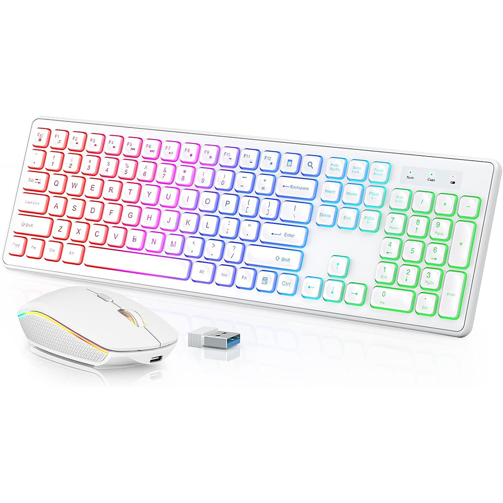 คีย์บอร์ดและเมาส์ไร้สายแบบมีไฟ - Gaming Accessories Combo บทวิจารณ์และราคา